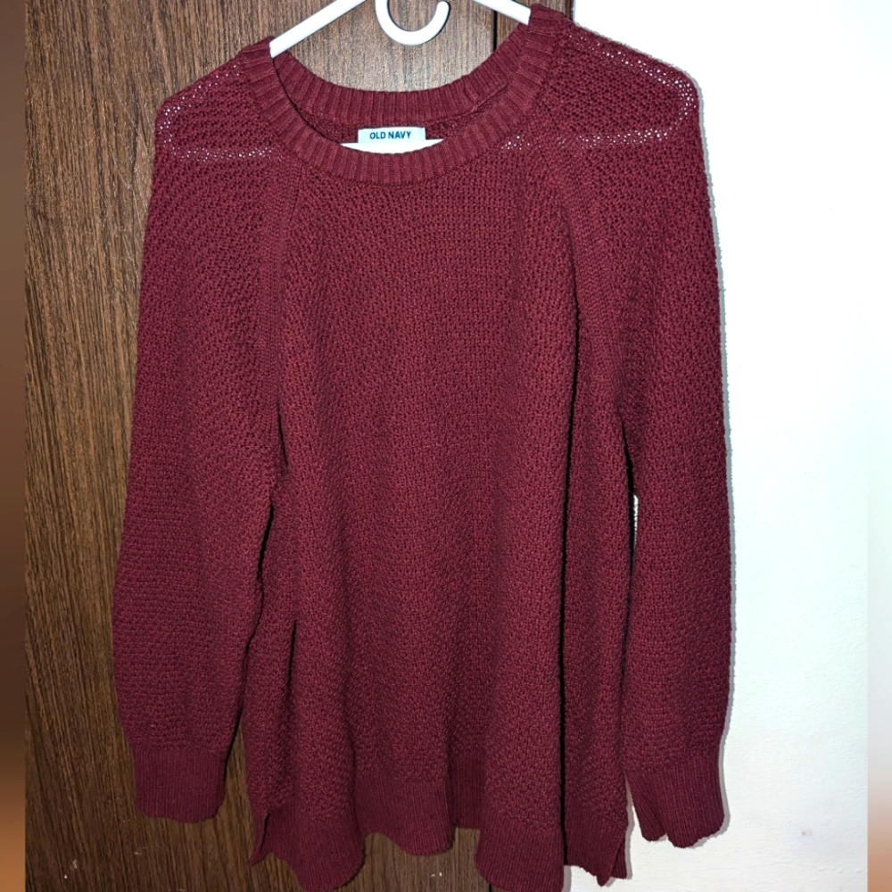 Old Navy Burgundy Knit Sweater Oversized XL Women's